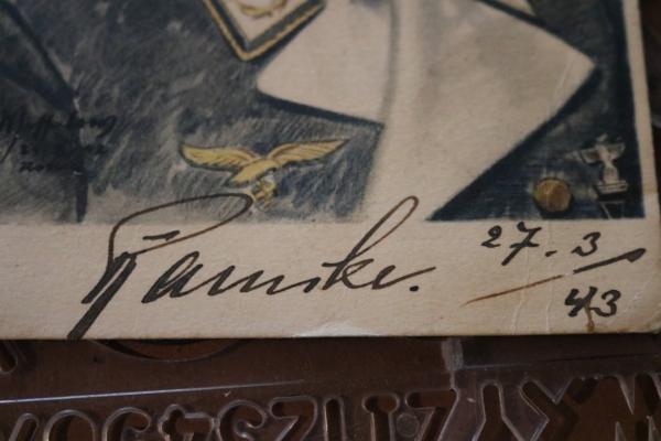 seltene Portraitkarte Generalmajor Ramcke mit original Autogramm von 1943 - Fallschirmjäger